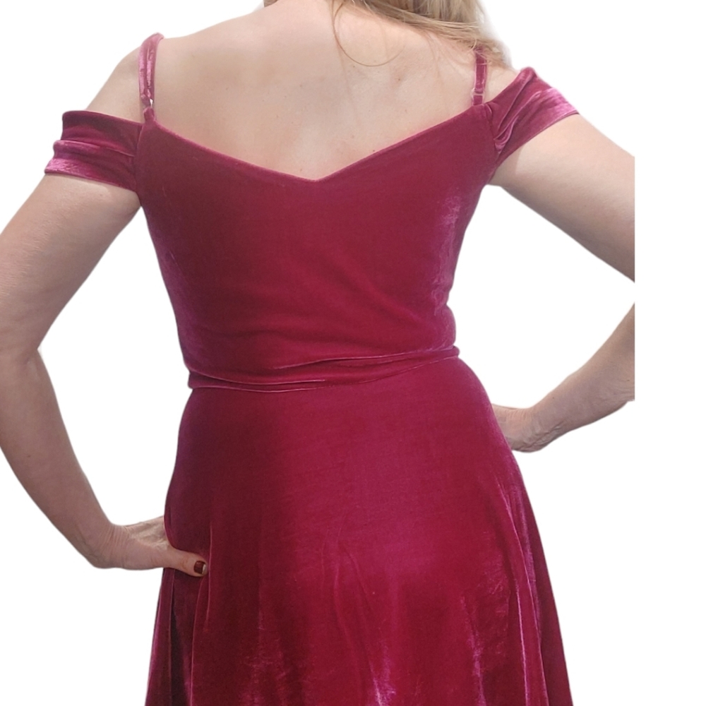 BCX Velvet Dress - (Above knee) Fuschia Pink - Picture 4 of 8